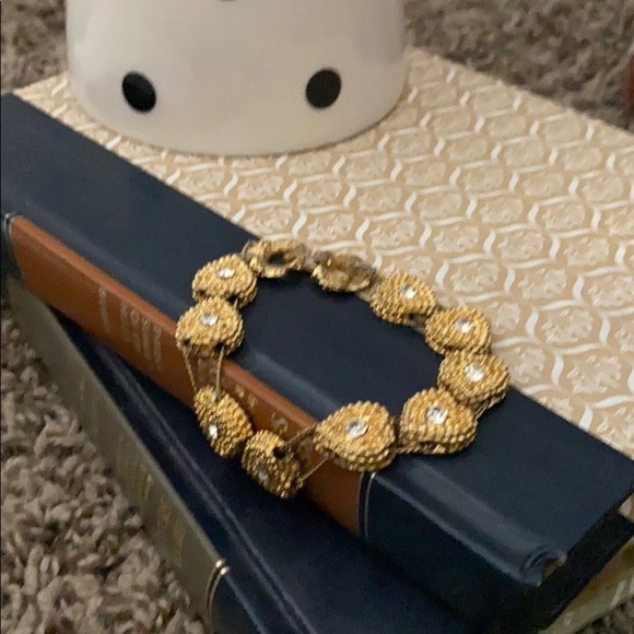 Gold tone multi heart bracelet with rhinestones - Picture 1 of 4